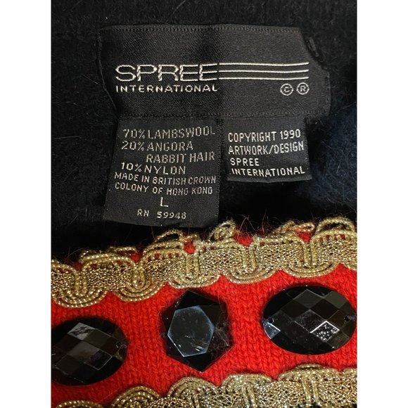 Vintage Black 80s Beaded Sweater Long Cowl Neck Size M Embellished SPREE Intl - Picture 7 of 9